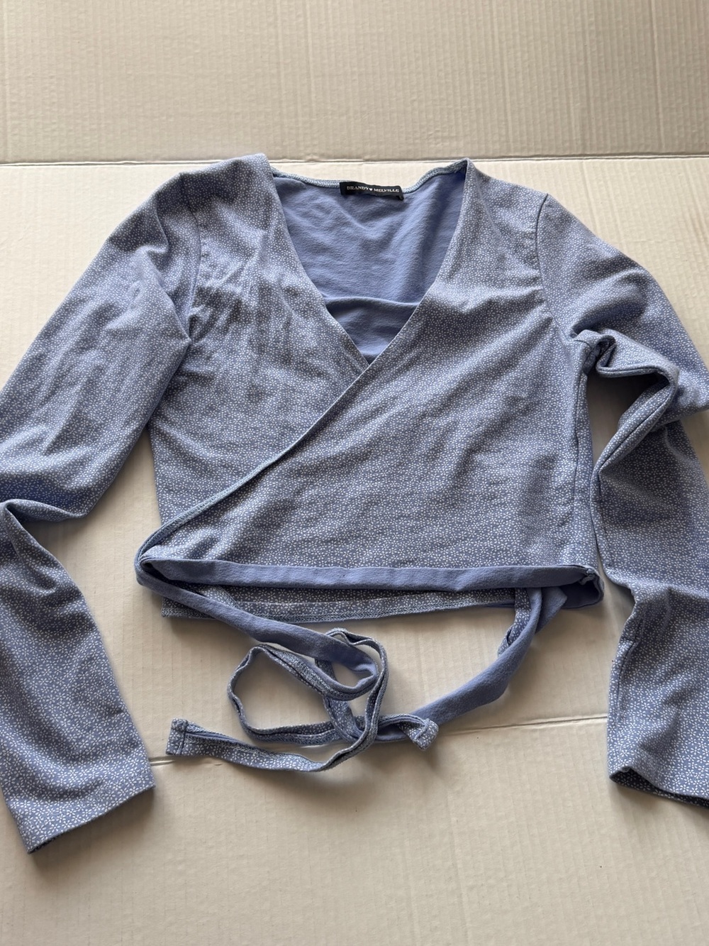 Brandy Melville Light Blue Wrap Crop Top